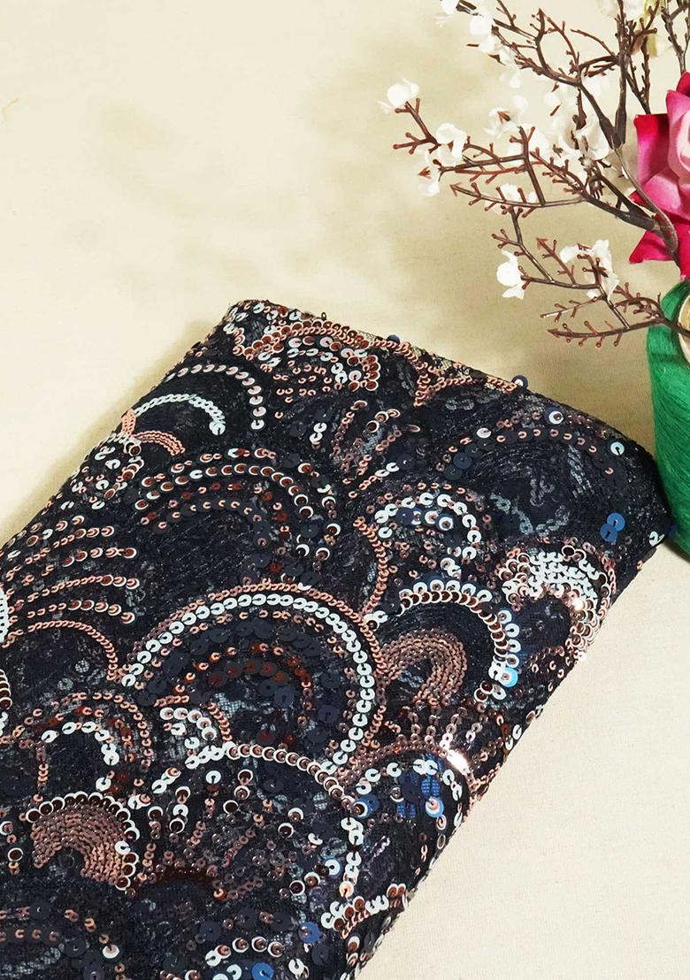 Black Sequin Blouse Georgette Lehenga Set - Indya