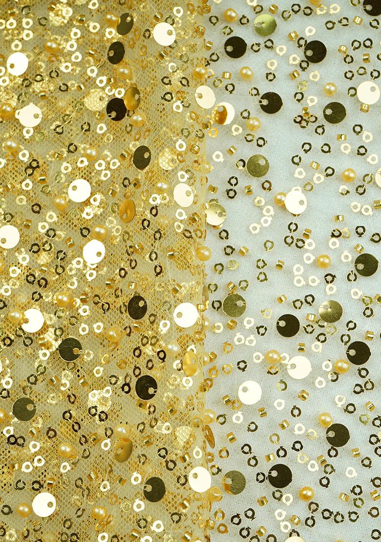 Yellow Sequin Blouse Georgette Lehenga Set - Indya