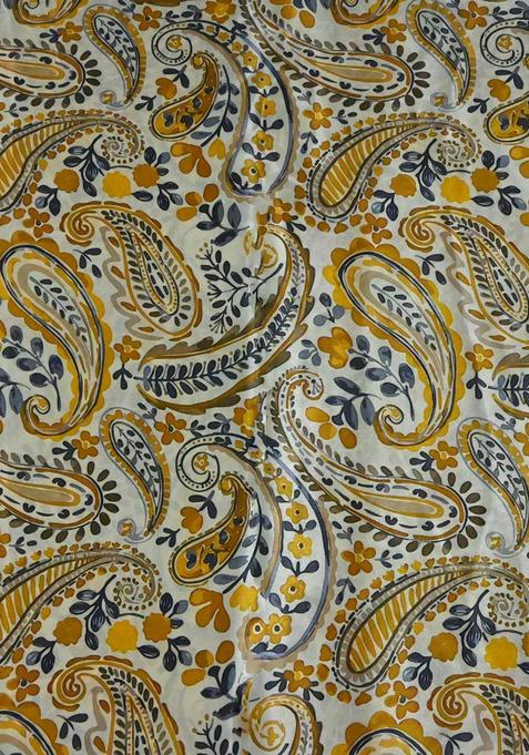 Yellow Printed Crepe Lehenga Set