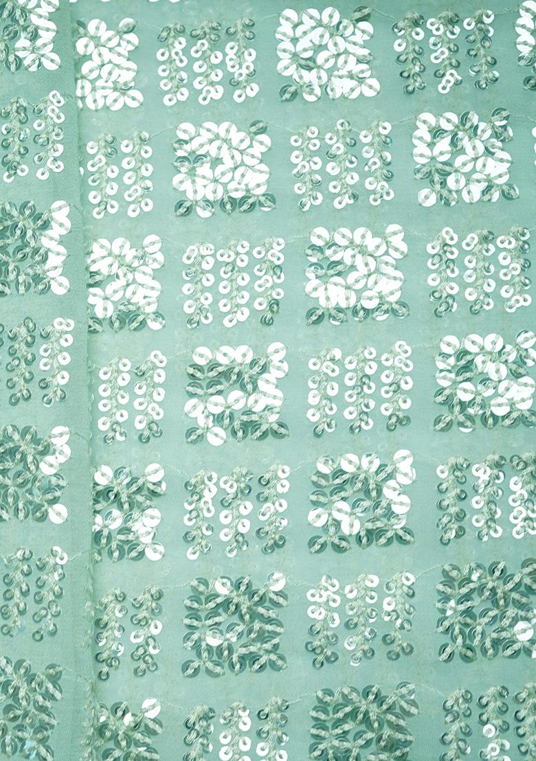 Mint Green Sequin Blouse Georgette Lehenga Set - Indya