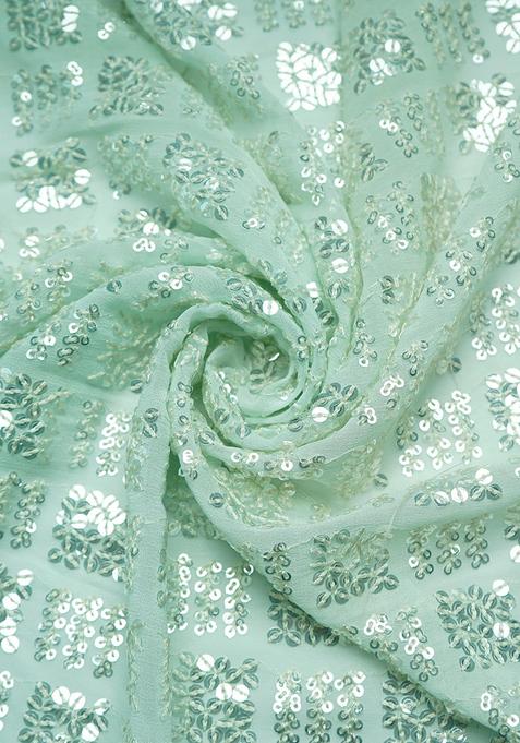 Mint Green Sequin Blouse Georgette Lehenga Set