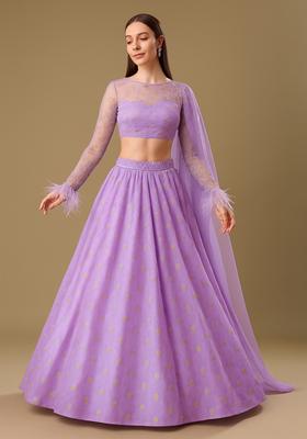 Lavender Embroidered Shimmer Lehenga Set