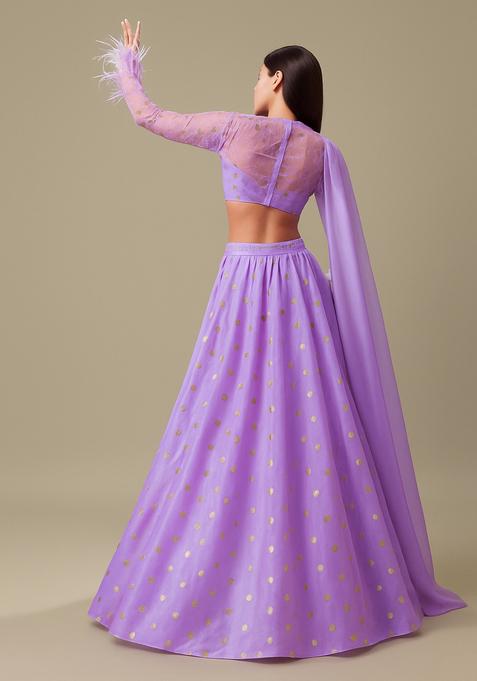 Lavender Embroidered Shimmer Lehenga Set