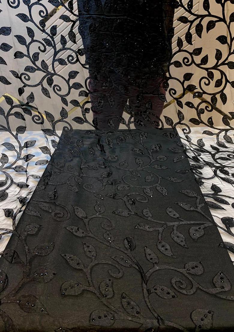 Black Handwork Georgette Lehenga Set - Indya