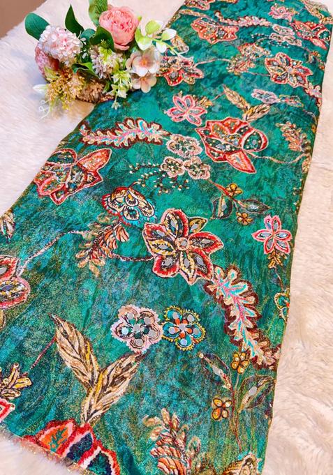 Sky Blue Zari Embroidered Blouse Georgette Lehenga Set