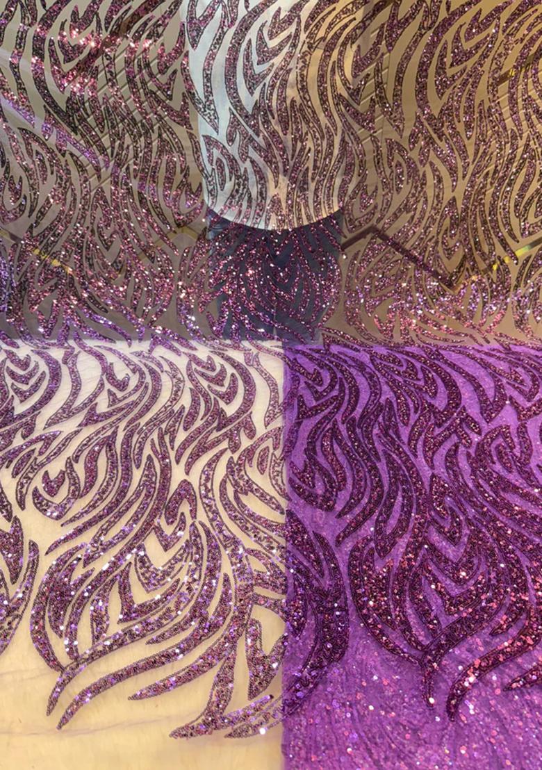 Purple Embroidered Blouse Georgette Lehenga Set - Indya