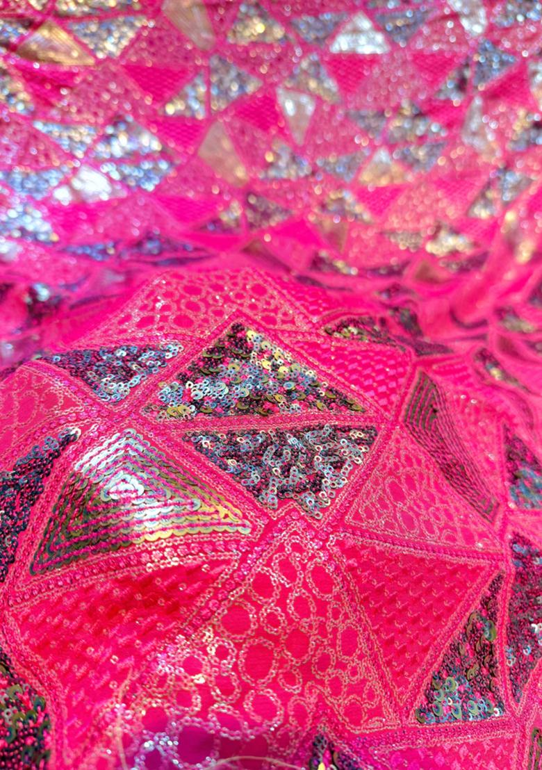 Pink Embroidered Blouse Georgette Lehenga Set