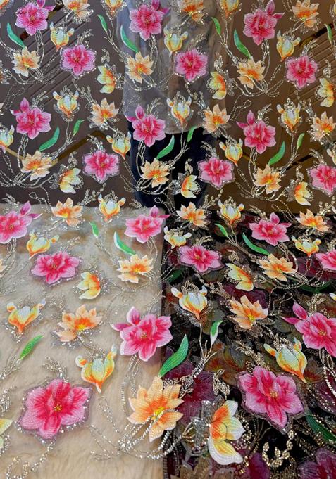 Black Embroidered Blouse Net Lehenga Set