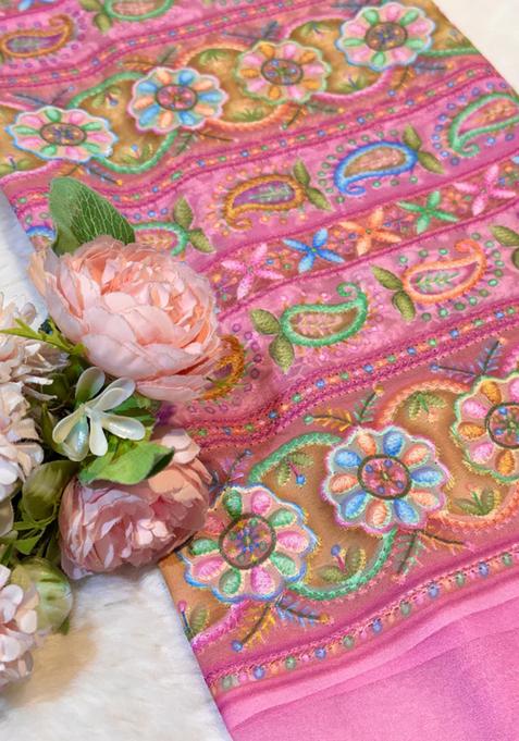 Yellow Thread work Chikankari Lehenga Set