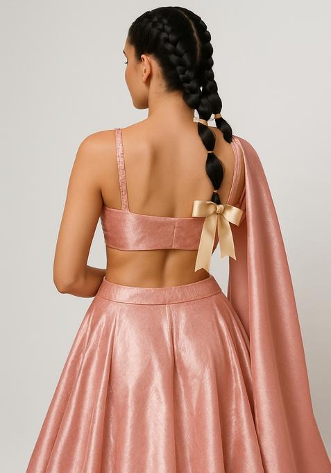 Onion Pink Shimmer Double Georgette Lehenga Set