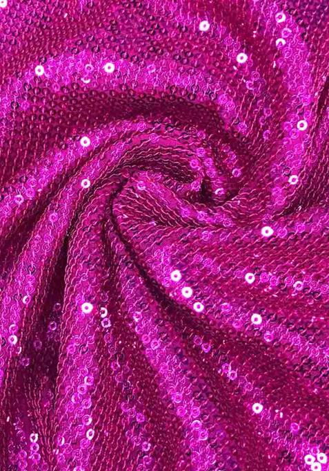 Hot Pink Sequin Embroidered Georgette Lehenga Set