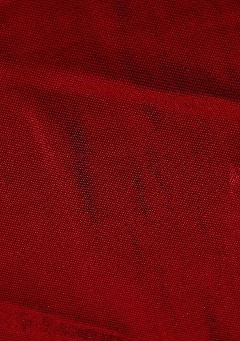 Red Solid Poly Blend Lehenga Set