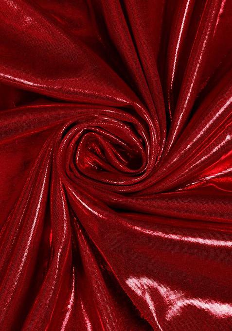 Red Solid Poly Blend Lehenga Set