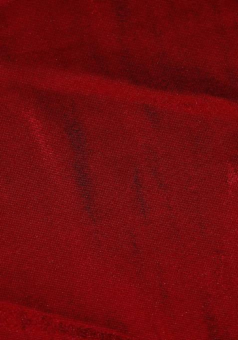 Red Solid Poly Blend Lehenga Set