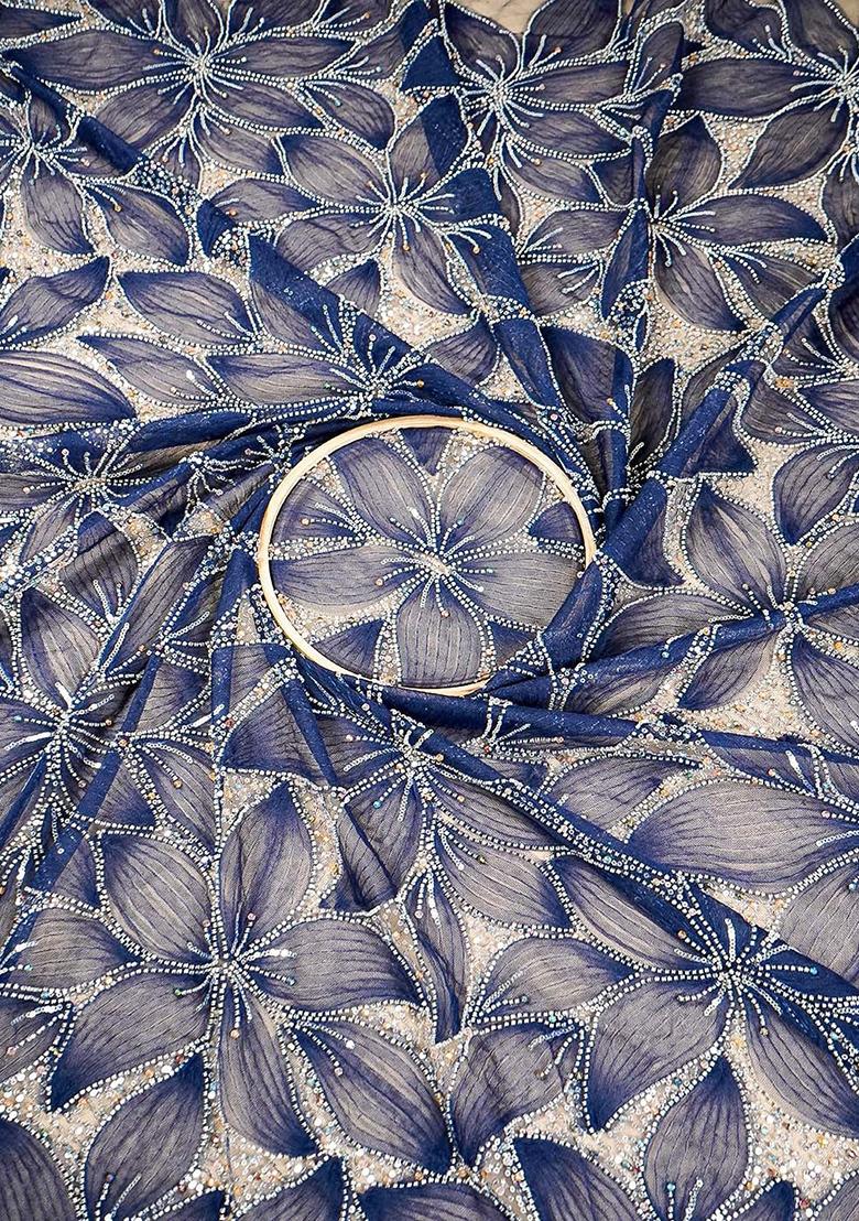 Blue Beads And Sequins Net Lehenga Set