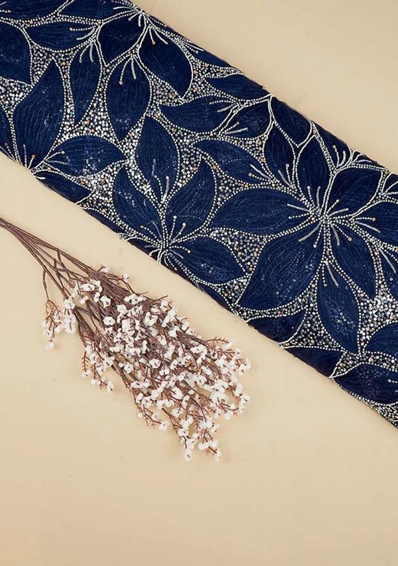 Blue Beads And Sequins Net Lehenga Set - Indya