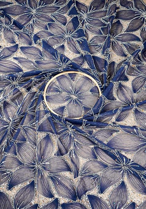 Blue Beads And Sequins Net Lehenga Set