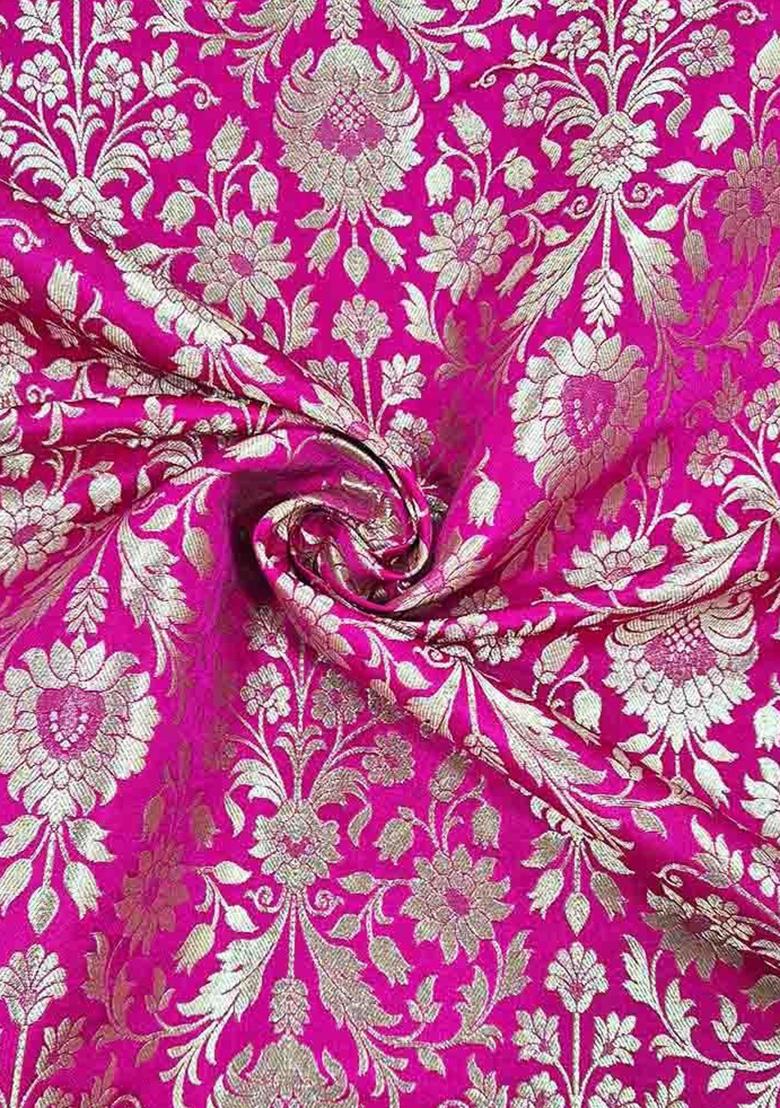 Pink Jacquard Blouse Georgette Lehenga Set