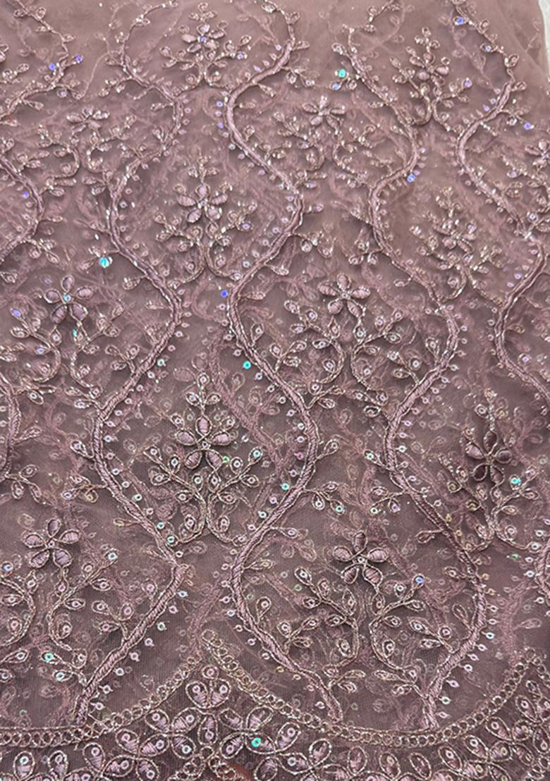 Mauve Embellished Net Lehenga Set - Indya