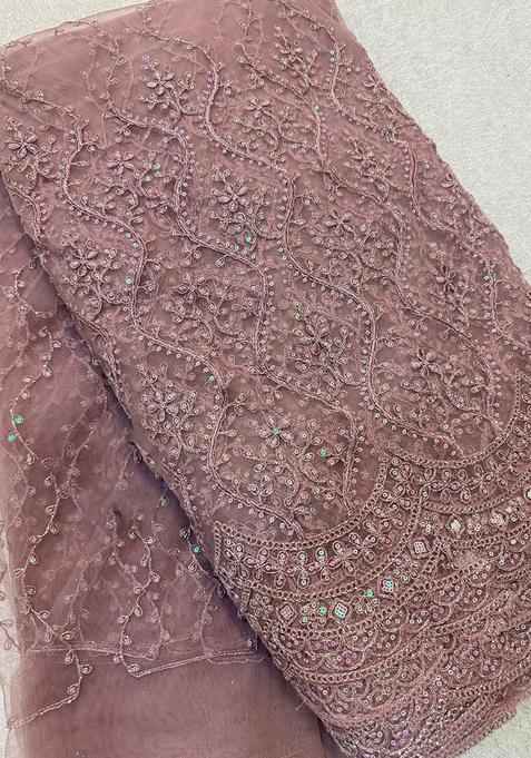 Mauve Embellished Net Lehenga Set