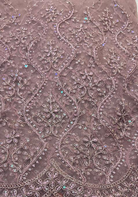 Mauve Embellished Net Lehenga Set