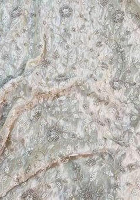 Light Beige Embroidered Tissue Lehenga Set