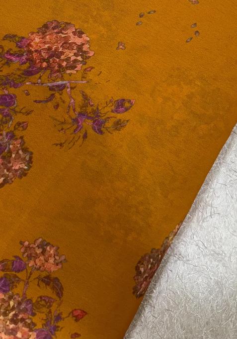 Yellow Printed Georgette Lehenga Set