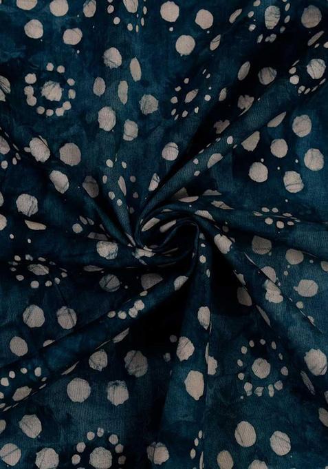 Blue Printed Cotton Lehenga Set