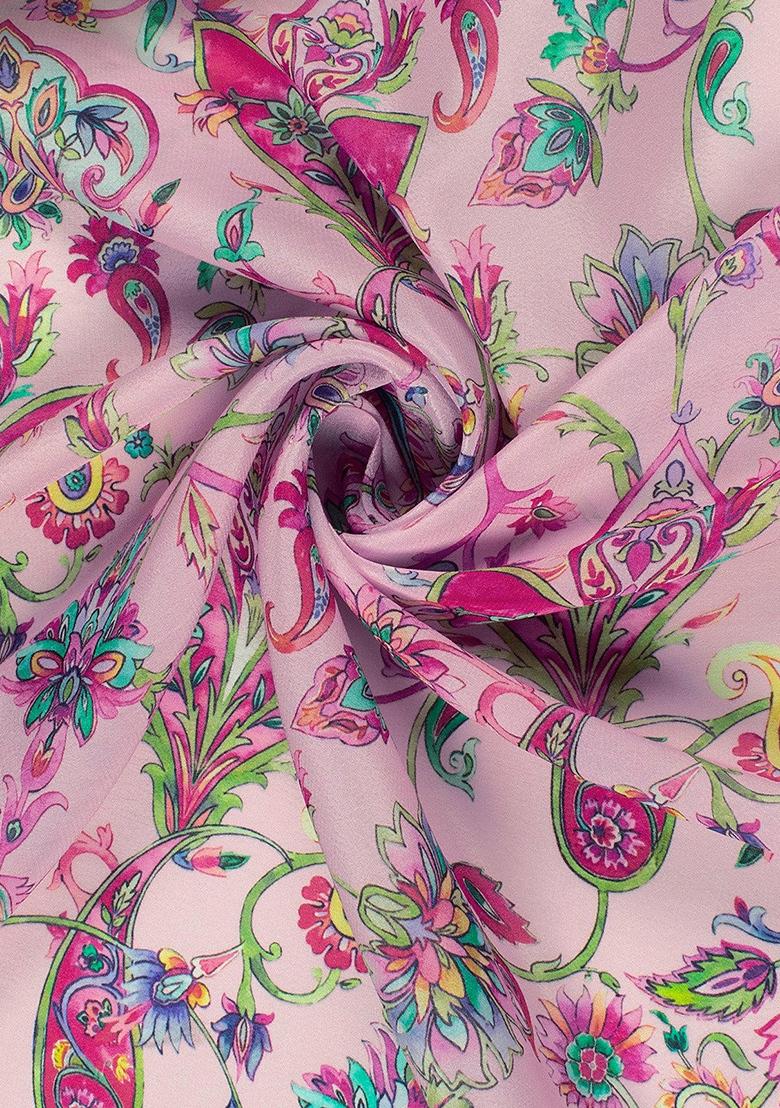 Pink Printed Blouse Georgette Lehenga Set