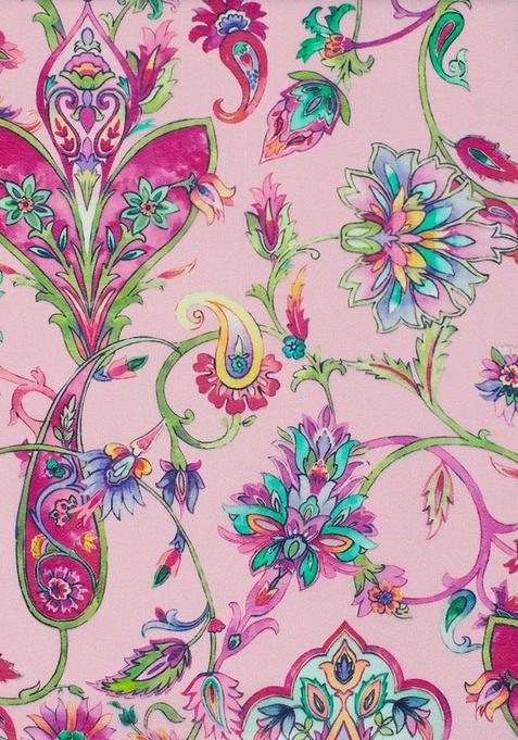 Pink Printed Blouse Georgette Lehenga Set