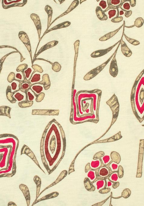 Cream Printed Blouse Georgette Lehenga Set