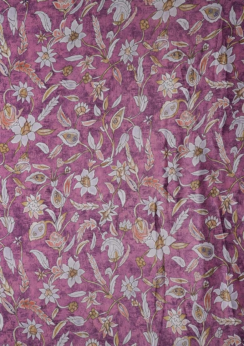 Purple Printed Crepe Lehenga Set - Indya