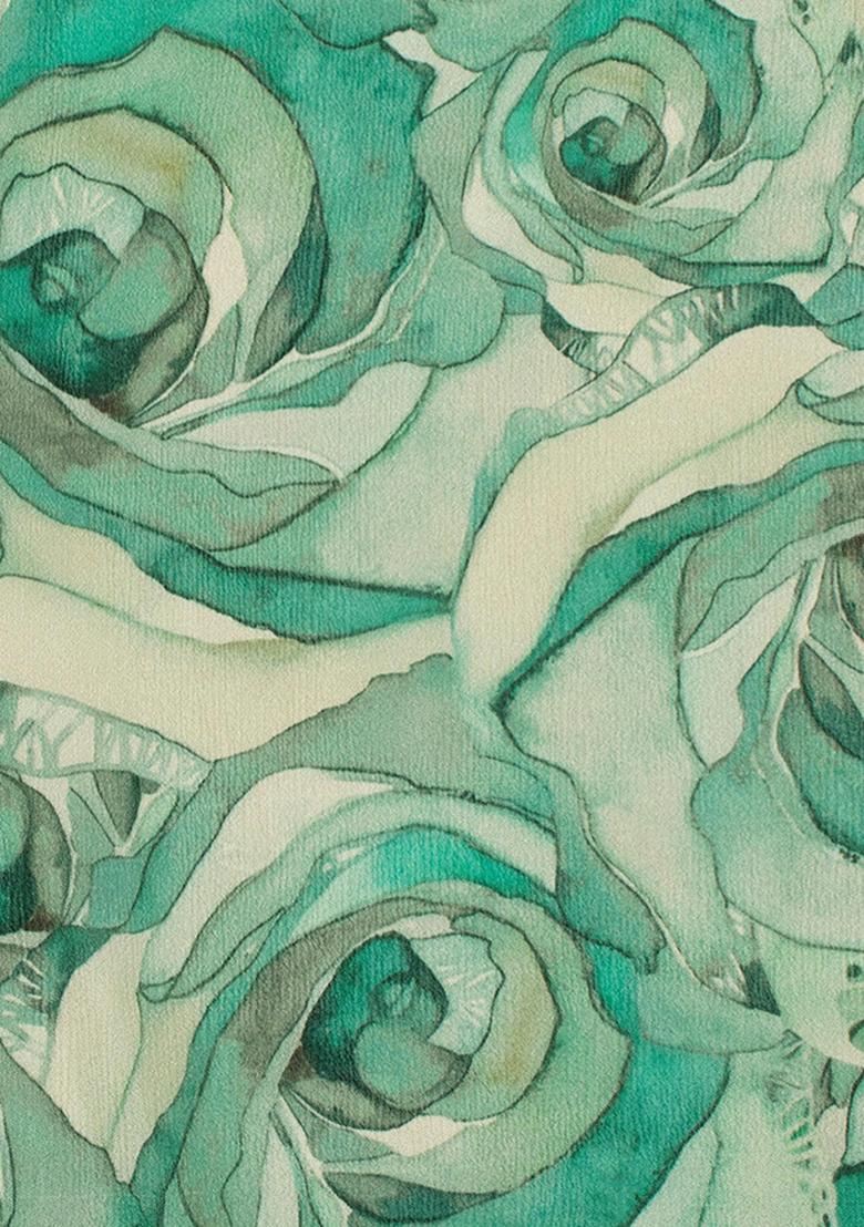 Sea Green Printed Chinon Chiffon Lehenga Set - Indya