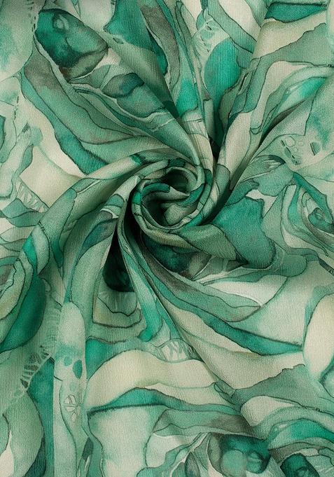 Sea Green Printed Chinon Chiffon Lehenga Set