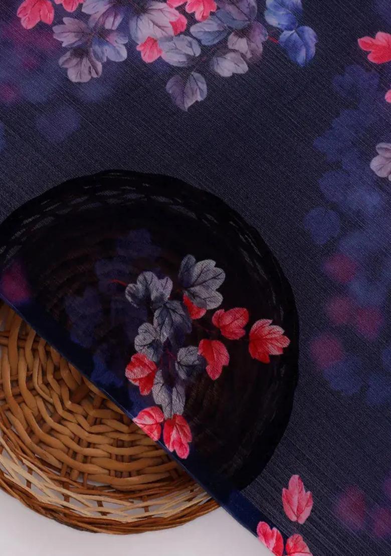 Blue Printed Chiffon Lehenga Set