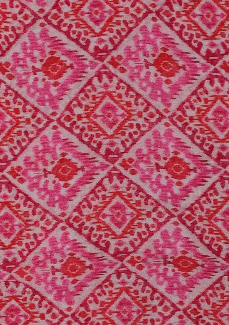 Pink Printed Georgette Lehenga Set