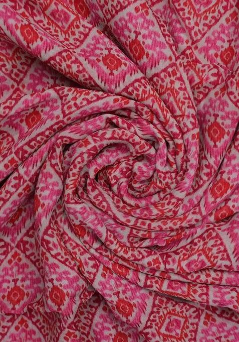 Pink Printed Georgette Lehenga Set