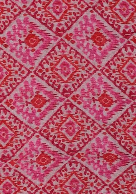 Pink Printed Georgette Lehenga Set