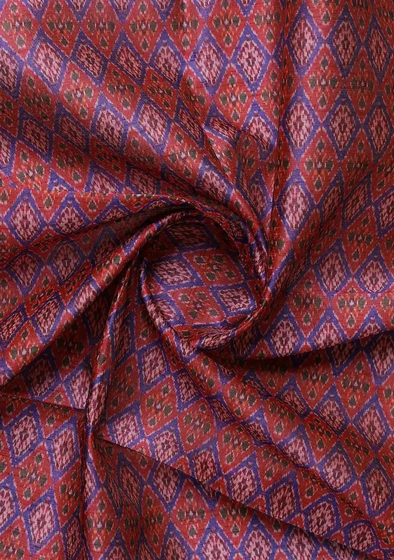 Maroon Printed Silk Lehenga Set - Indya