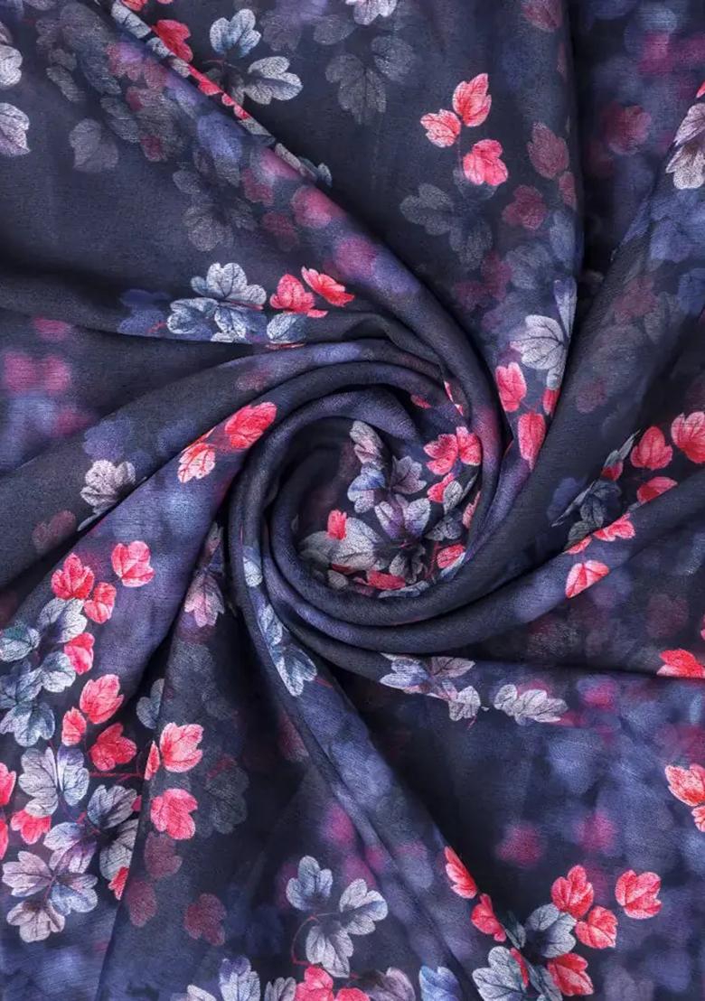 Blue Printed Chiffon Lehenga Set