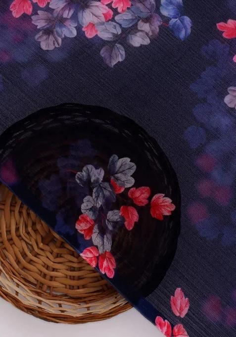 Blue Printed Chiffon Lehenga Set