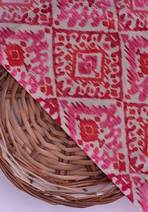 Pink Printed Georgette Lehenga Set