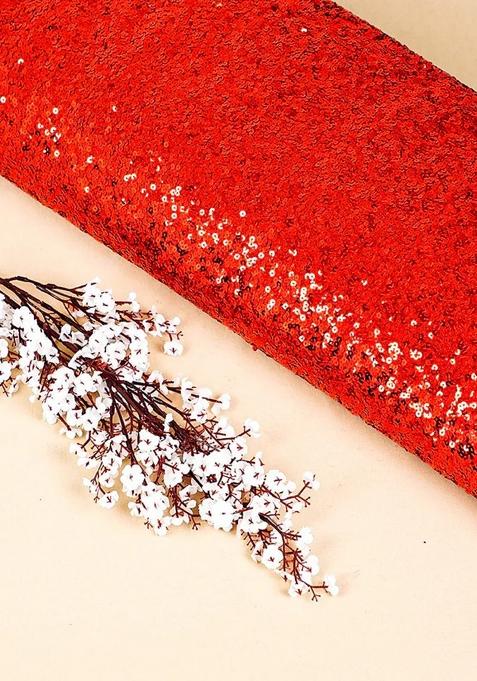 Red Sequin Net Lehenga Set