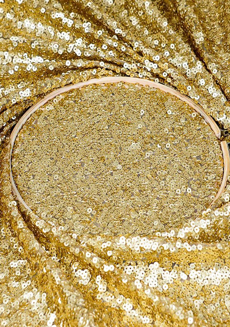 Golden Sequin Net Lehenga Set