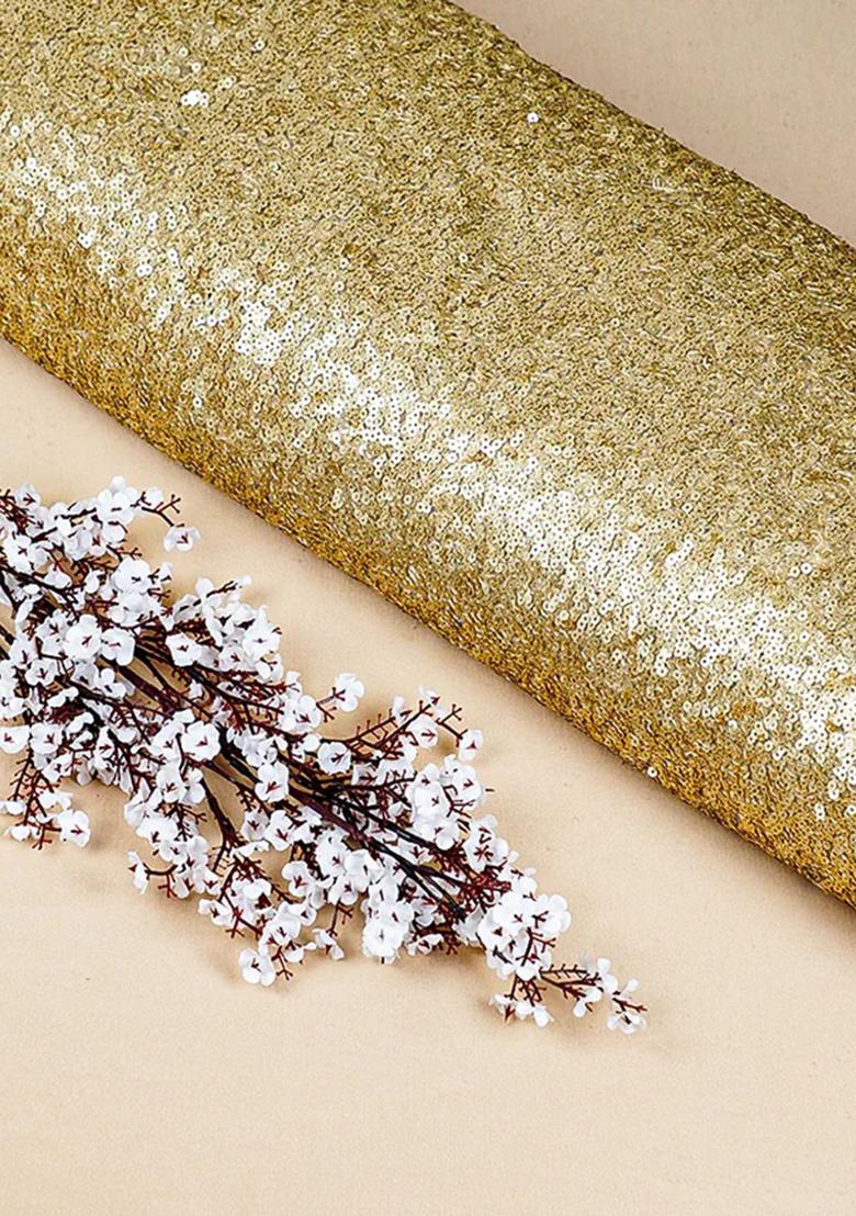 Golden Sequin Net Lehenga Set