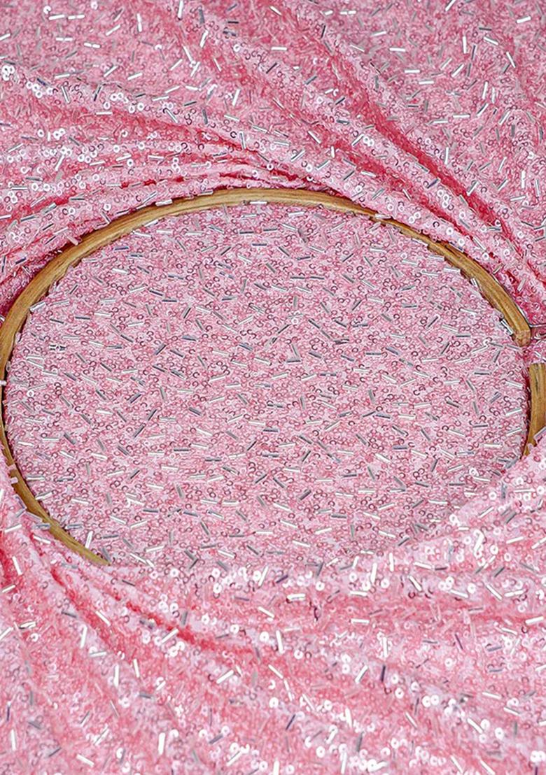 Pink Sequin Embellished Blouse Georgette Lehenga Set