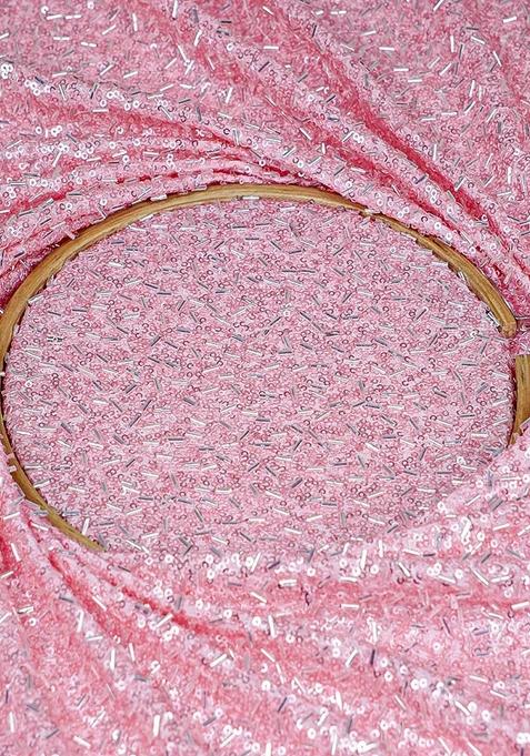 Pink Sequin Embellished Blouse Georgette Lehenga Set