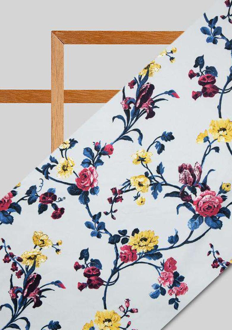 Off White Printed Crepe Lehenga Set - Indya