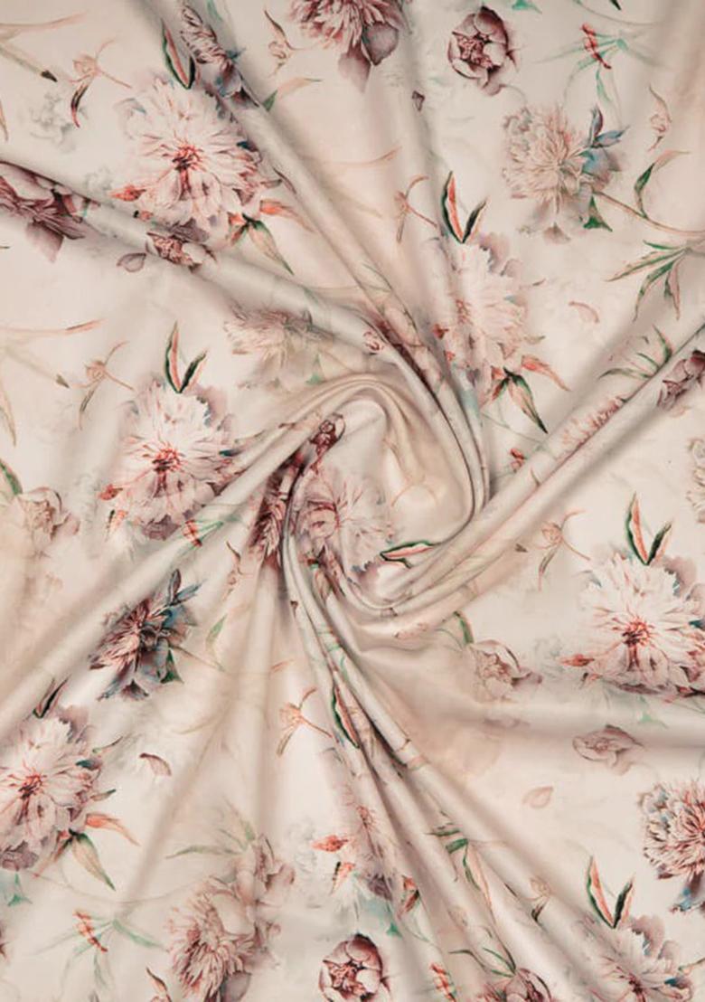 Pastel Pink Printed Crepe Lehenga Set