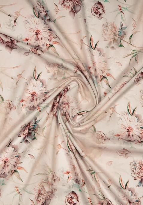 Pastel Pink Printed Crepe Lehenga Set